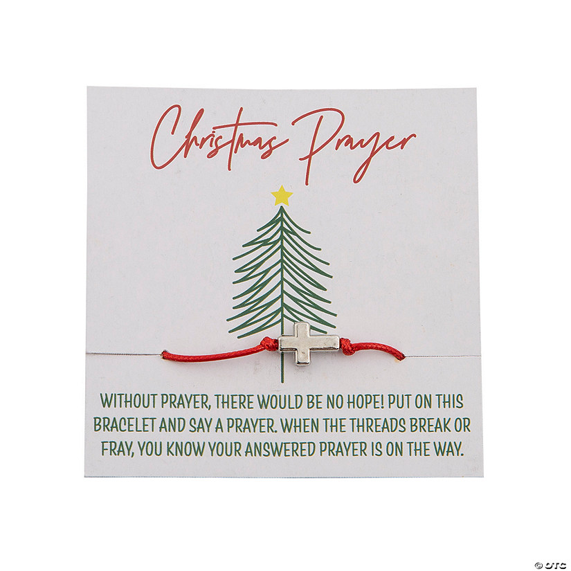Christmas Prayer Cross Bracelets with Card - 12 Pc. Image