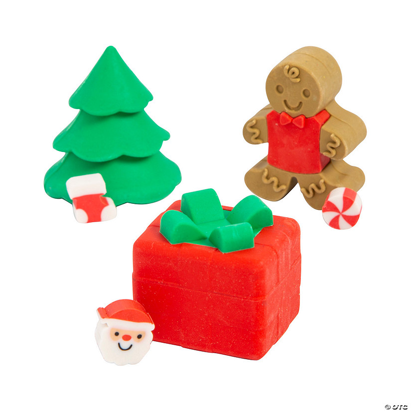 Christmas Surprise Inside Erasers - 6 Pc. Image