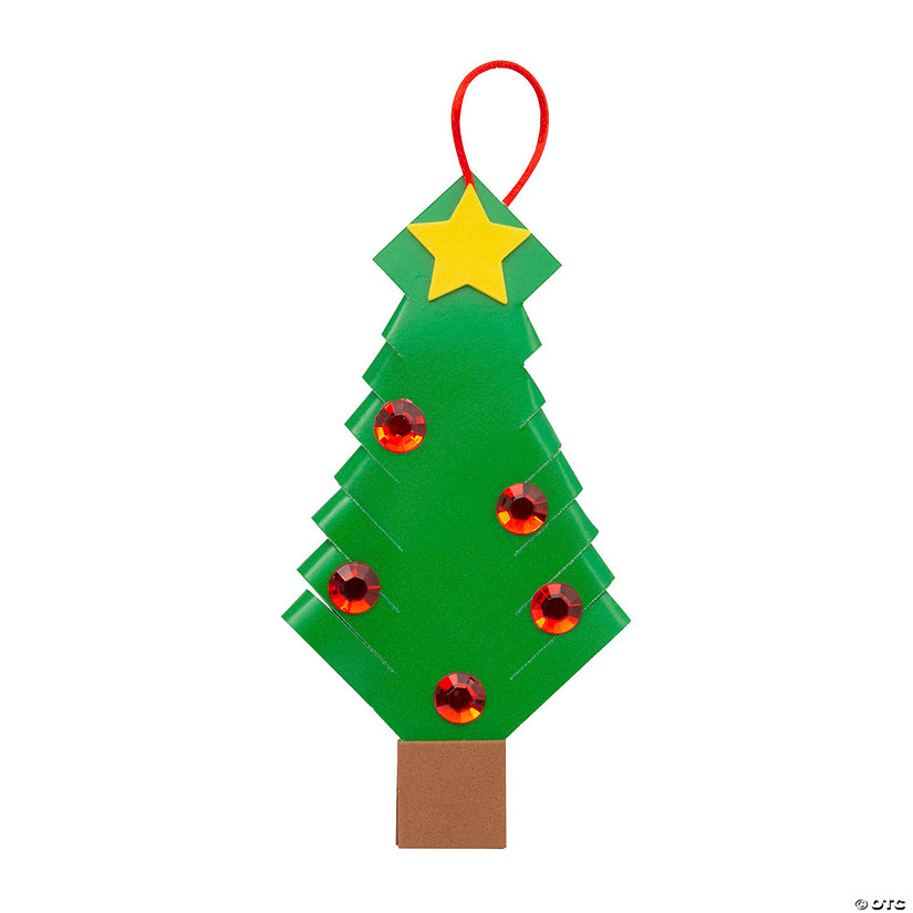 Christmas Tree Ornament Paper Folding Craft Kit - Makes 12 Image