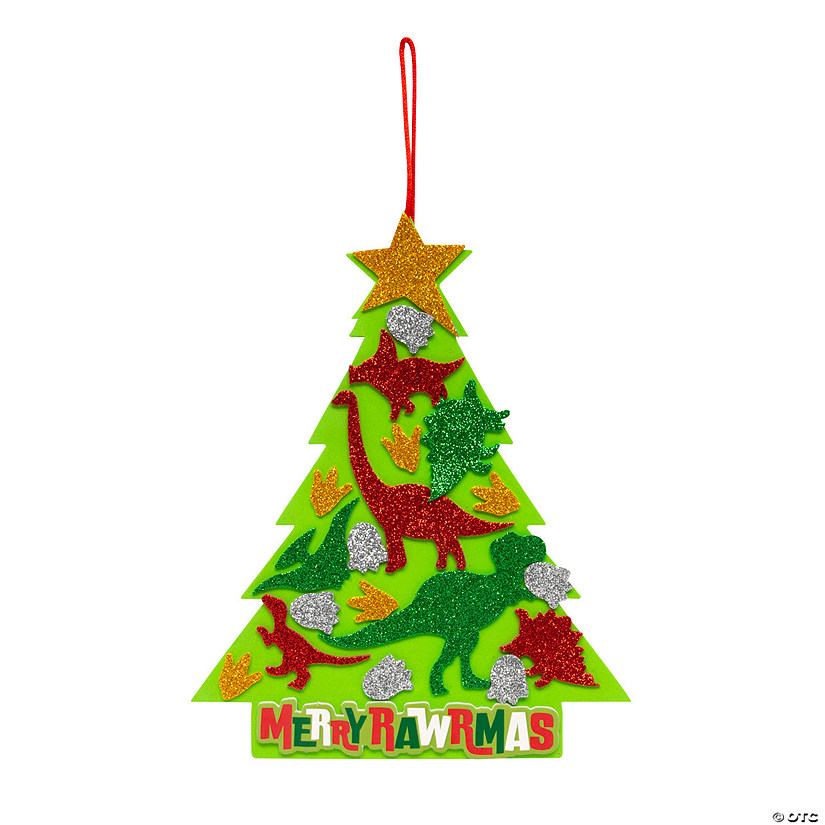 Christmas Tree with Dinosaur Shapes Craft Kit - Makes 12 Image