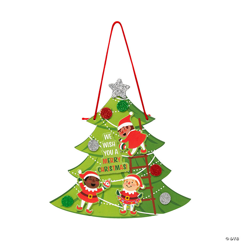 Christmas Tree with Elves Craft Kit - Makes 12 Image