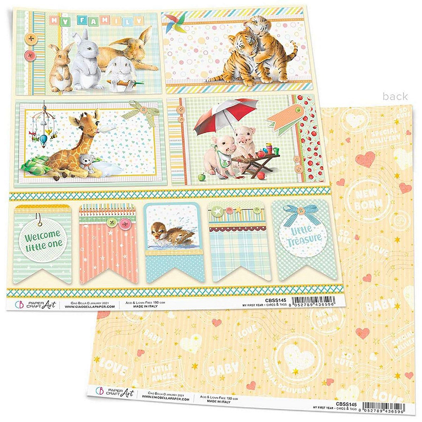 Ciao Bella My First Year Cards  Tags Paper Sheet 12x12 Image