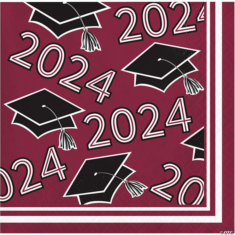 Class of 2024 Burgundy Red Graduation Cocktail Napkins, 108 ct Image