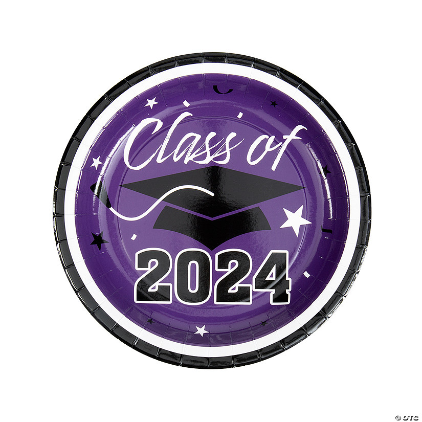 Class of 2024 Purple Paper Dinner Plates - 25 Ct. Image