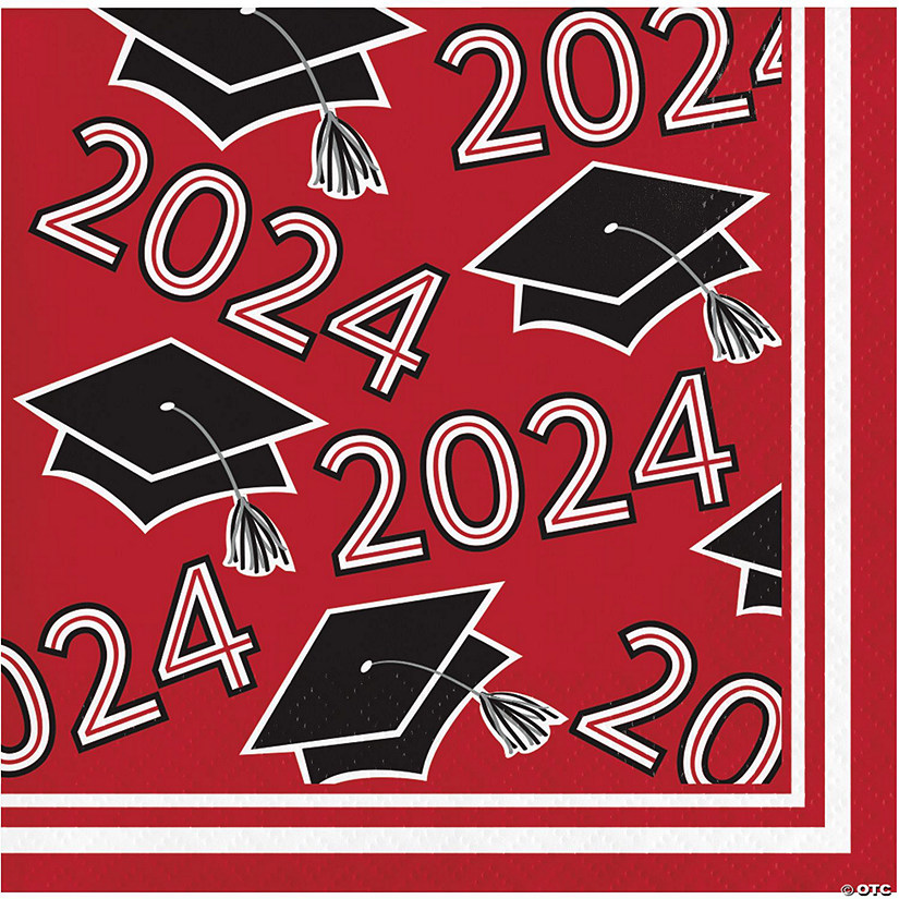 Class of 2024 Red Graduation Cocktail Napkins, 108 ct Image