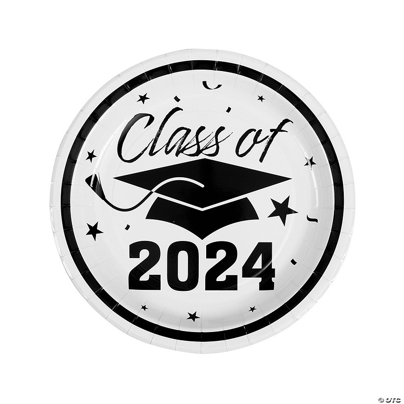 Class of 2024 White Paper Dinner Plates - 25 Ct. Image
