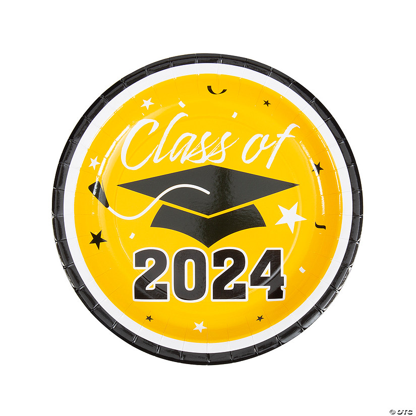 Class of 2024 Yellow Paper Dinner Plates - 25 Ct. Image