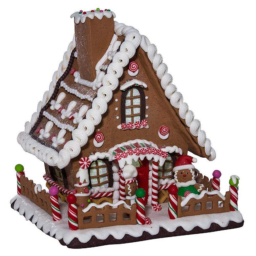Claydough Gingerbread House Lighted Christmas Building Figurine D2869 10 Inch Image