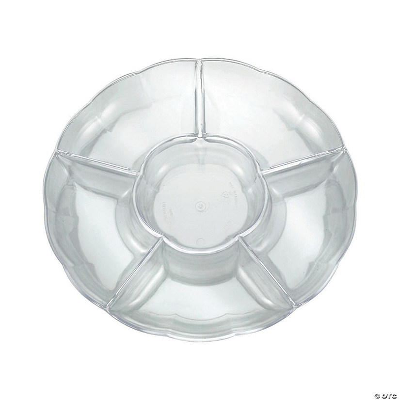 Clear Big 6-Partition Round Disposable Plastic Trays (10 Trays) Image