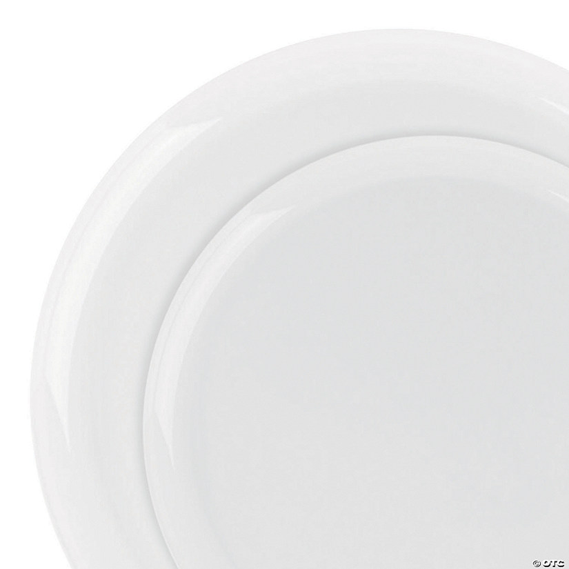 Clear Flat Round Disposable Plastic Dinnerware Value Set (40 Dinner Plates + 40 Salad Plates) Image