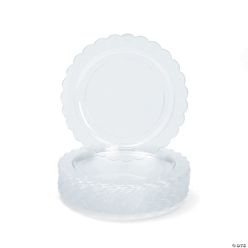 Clear Scalloped Plastic Dinner Plates - 25 Ct. Image