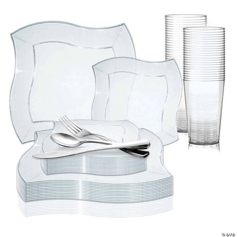 Clear Wave Plastic Dinnerware Value Set (60 Settings) Image