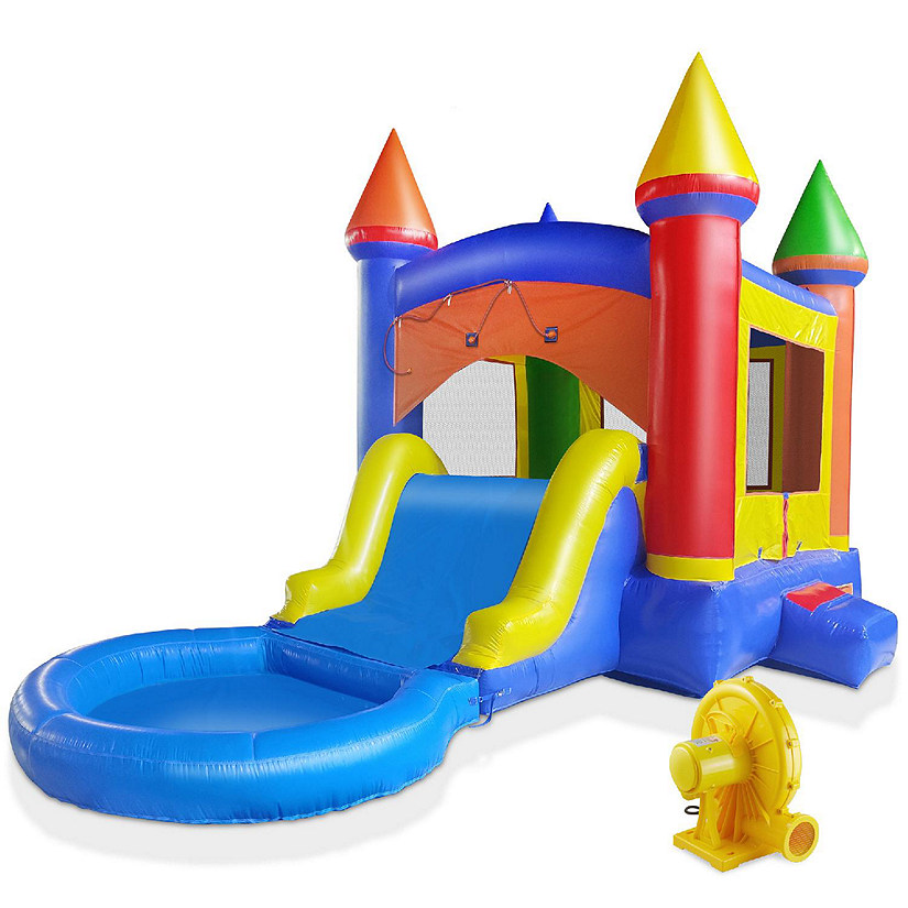 Cloud 9 Commercial Castle Bounce House for Kids w/ Splash Pool, Water Slide, and Blower Image