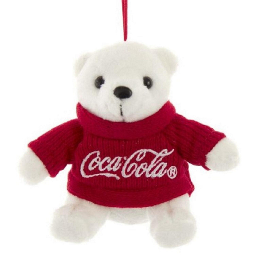 Coca-Cola Bear With Red Sweater Plush Christmas Ornament CC7201 Image