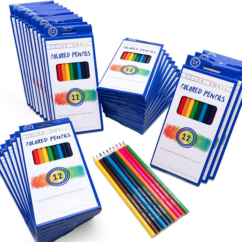 Color Swell Bulk Colored Pencil Packs 30 Sets 12 Count Assorted Vibrant Pre-Sharpened Colors 360 Total Image