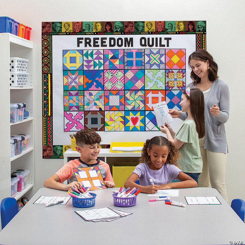 Color Your Own Black History Month Freedom Quilt Bulletin Board Decorating Kit - 60 Pc. Image