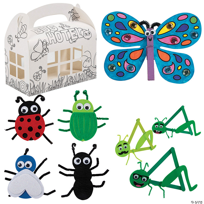 Color Your Own Bug Hotel with Bugs Craft Kit for 12 - Makes 48 Image