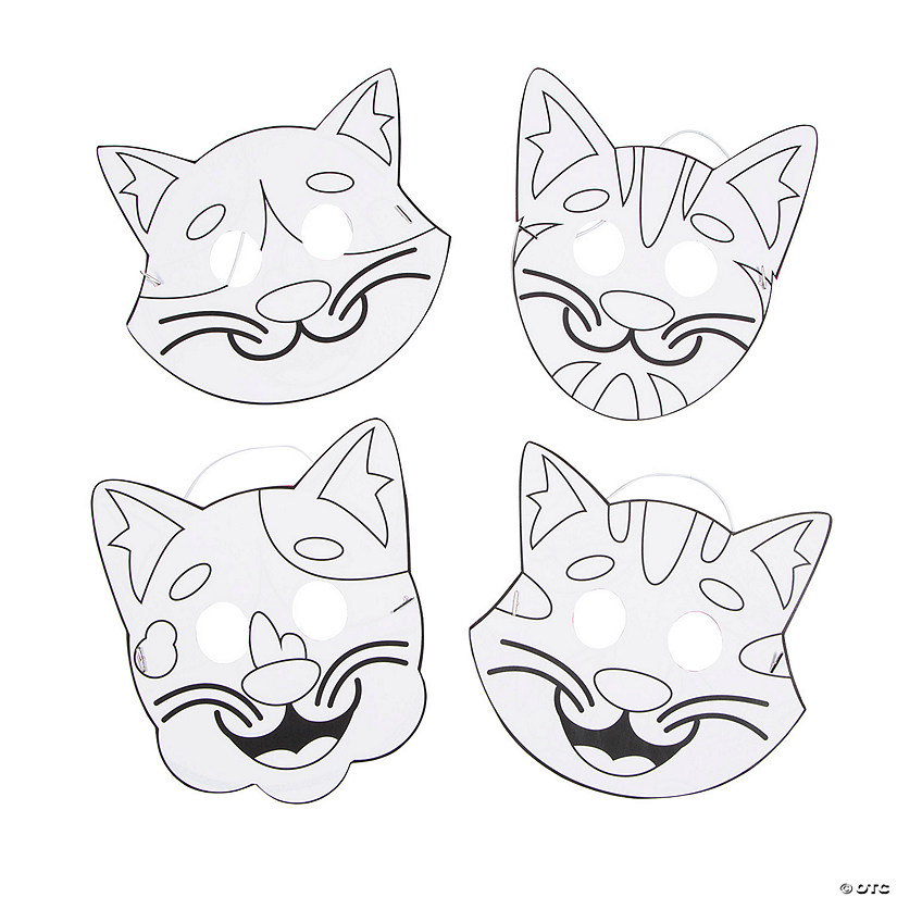 Color Your Own Cat Masks - 12 Pc. Image
