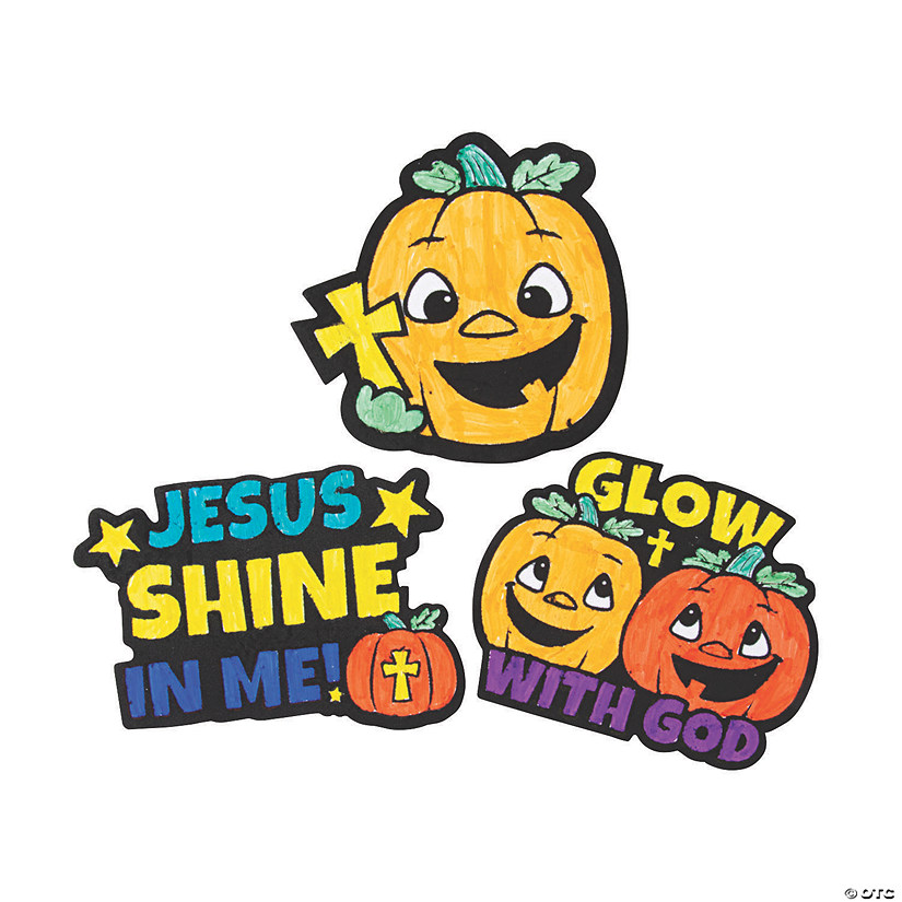 Color Your Own Christian Pumpkin Fuzzy Magnets - 12 Pc. Image