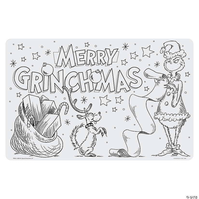 Color Your Own Dr. Seuss&#8482; The Grinch Placemats - 12 Pc. Image