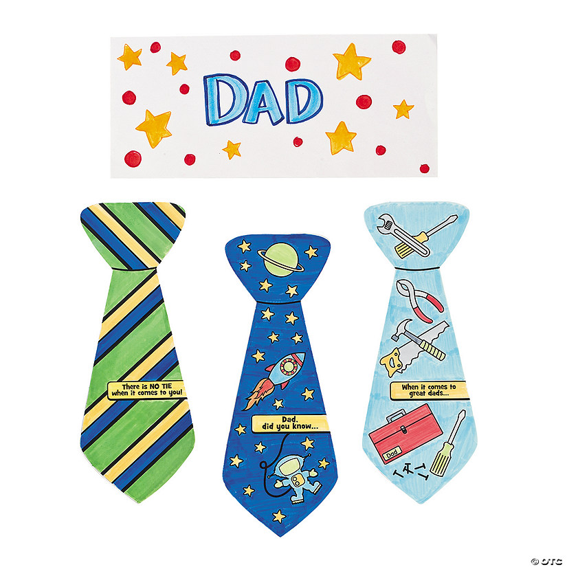 Color Your Own Father&#8217;s Day Tie-Shaped Cards - 12 Pc. Image