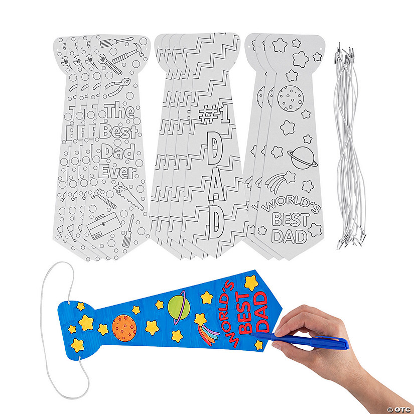 Color Your Own Father&#8217;s Day Ties - 12 Pc. Image