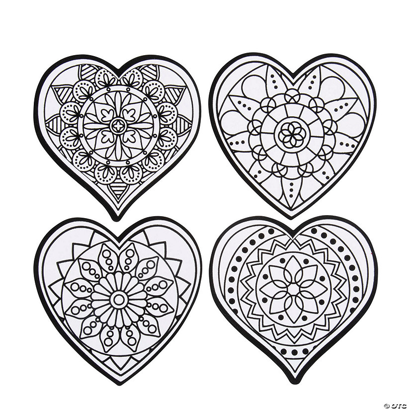 Color Your Own Fuzzy Mandal Hearts - 12 Pc. Image