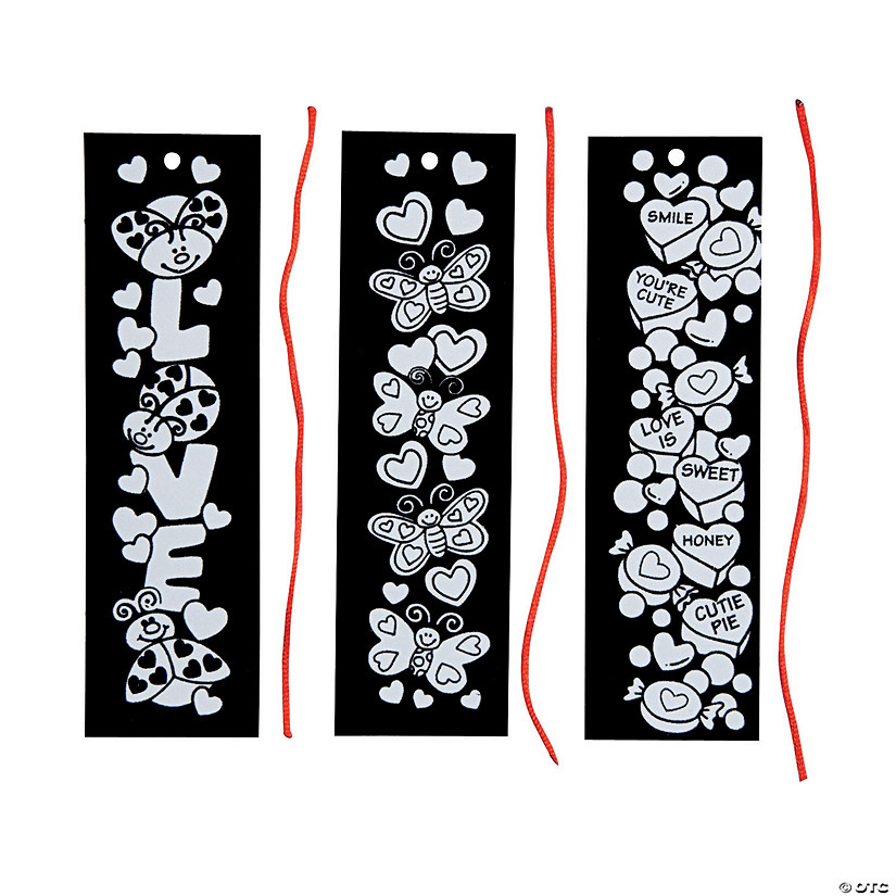 Color Your Own Fuzzy Valentine Bookmarks - 12 Pc. Image