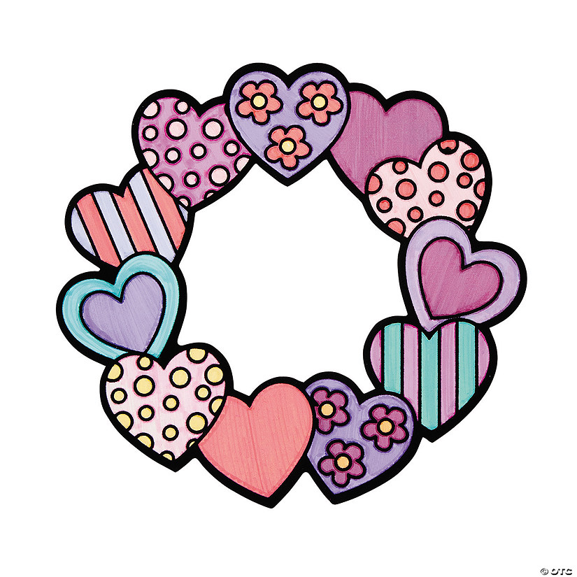 Color Your Own Fuzzy Valentine Wreaths - 12 Pc. Image