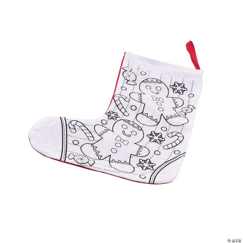 Color Your Own Gingerbread Christmas Stockings - 12 Pc. Image