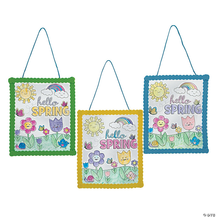 Color Your Own Hello Spring Signs - 12 Pc. Image