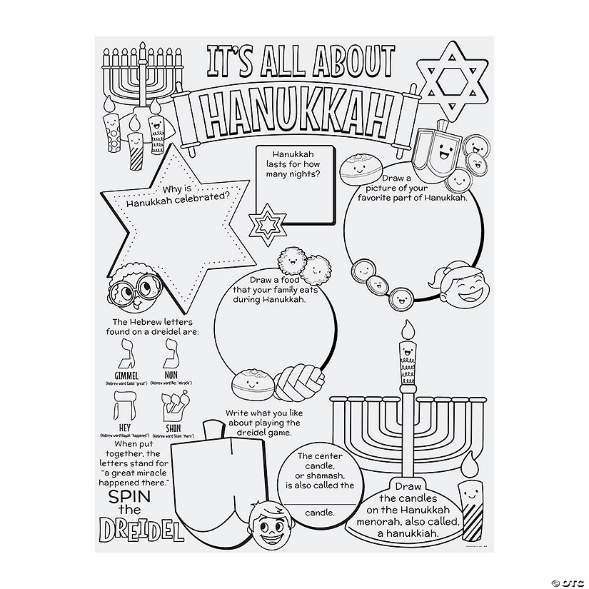 Color Your Own It&#8217;s All About Hanukkah Posters - 12 Pc. Image