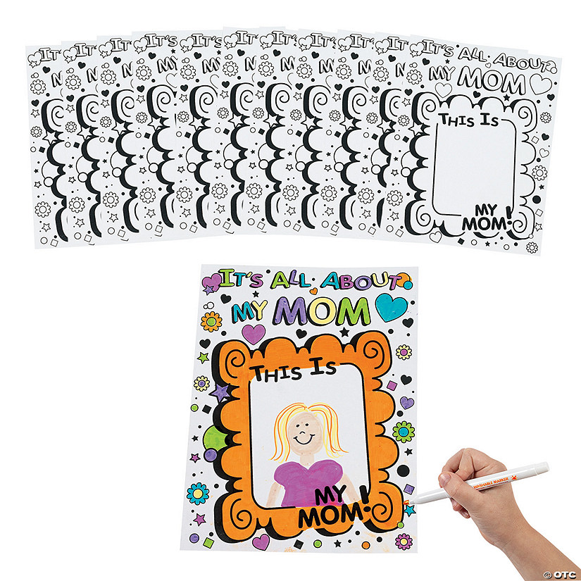 Color Your Own It&#8217;s All About My Mom Giant Mother&#8217;s Day Cards - 12 Pc. Image