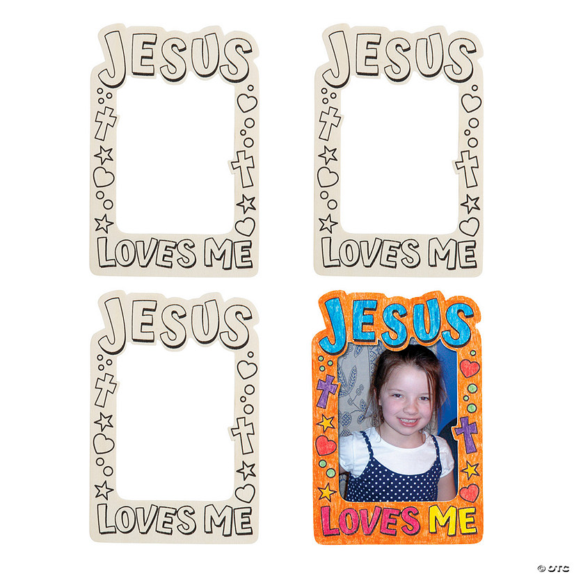 Color Your Own Jesus Loves Me Picture Frame Magnets - 4 Pc. Image