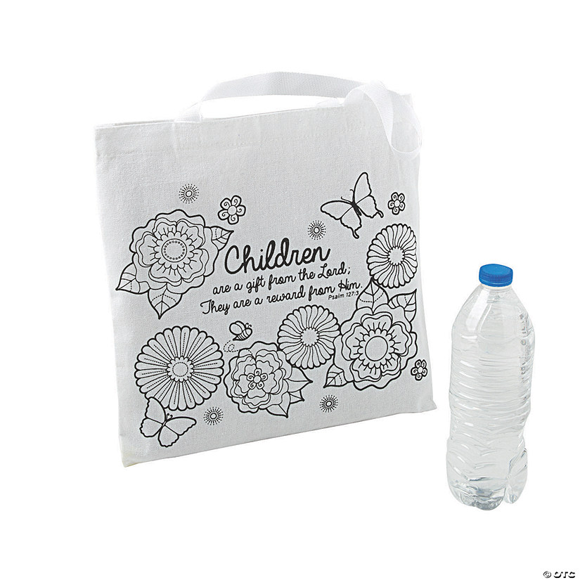 Color Your Own Medium Religious Mother's Day Tote Bags - 12 Pc. Image
