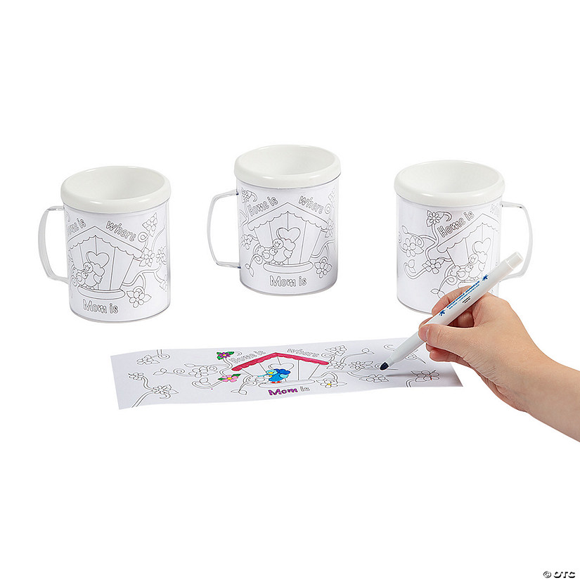 Color Your Own Mom Artist BPA-Free Plastic Mugs - 12 Ct. Image
