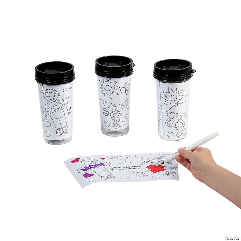 Color Your Own Mom Artist BPA-Free Plastic Travel Mugs - 6 Ct. Image