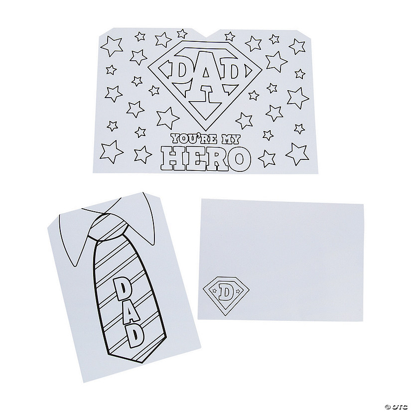 Color Your Own My Hero Father&#8217;s Day Cards - 12 Pc. Image