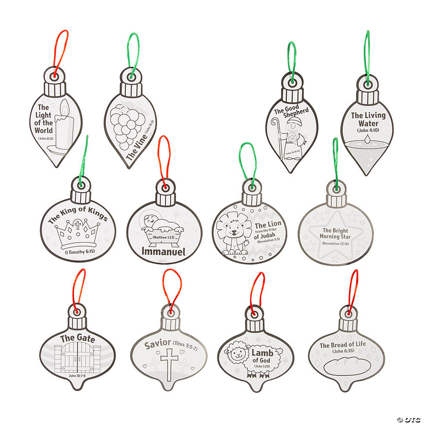 Color Your Own Names of Jesus Ornaments - 12 Pc. Image