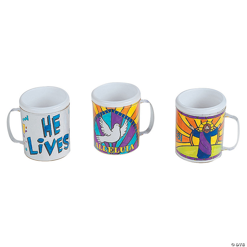 Color Your Own Religious Easter BPA-Free Plastic Mugs - 12 Ct. Image