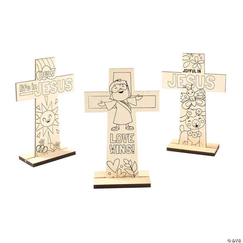 Color Your Own Religious Easter Cross Stand-Ups &#8211; 12 Pc. Image