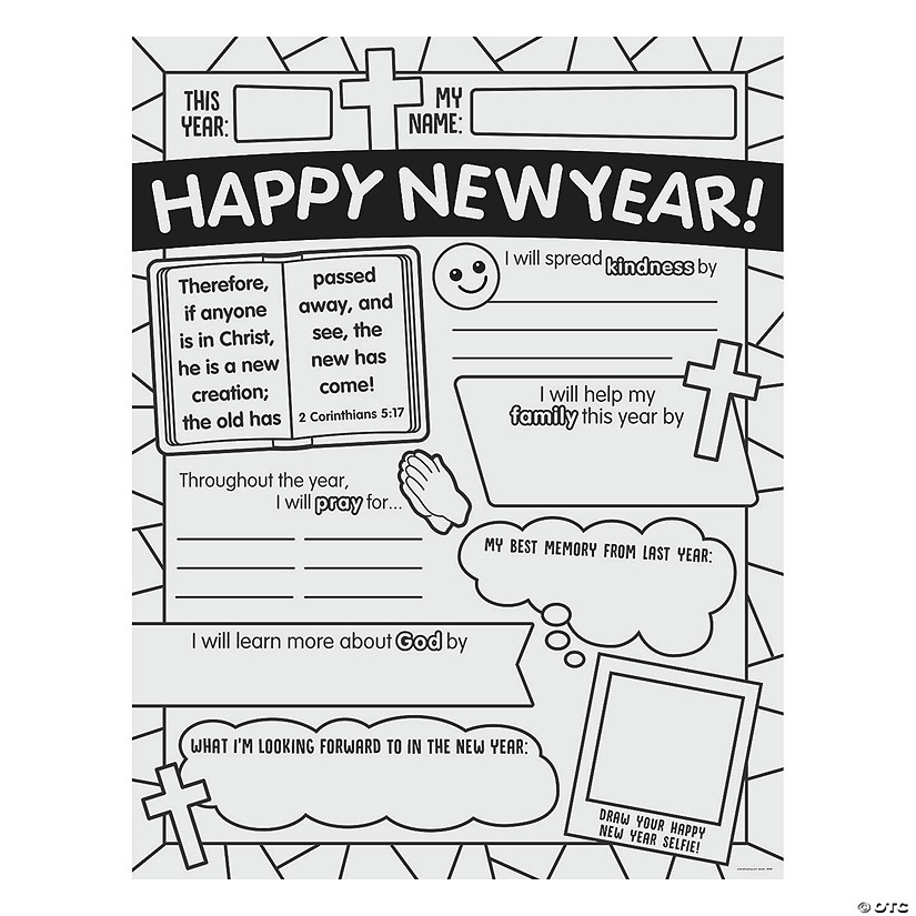Color Your Own Religious Happy New Year Posters - 30 Pc. Image