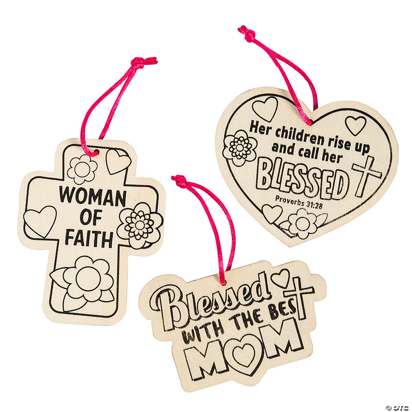 Color Your Own Religious Mother&#8217;s Day Ornaments - 12 Pc. Image