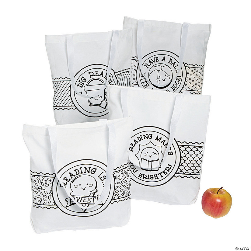 Color Your Own Summer Reading Large Tote Bags - 12 Pc. Image