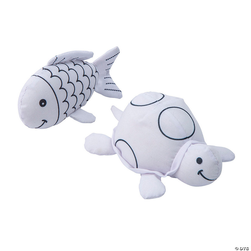 Color Your Own Under the Sea Stuffed Animals - 12 Pc. Image