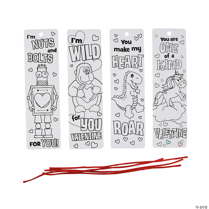 Color Your Own Valentine&#8217;s Day Bookmarks - 12 Pc. Image