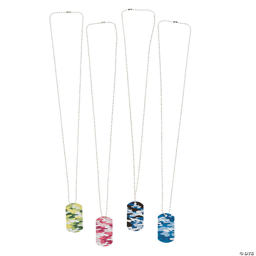 Colorful Camouflage Dog Tag Necklaces - 12 Pc. Image