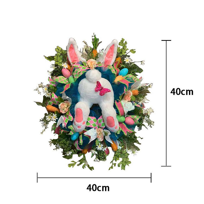 Colorful Easter Rabbit Wreath Garlands, 40 CM Front Door or Wall Hanging Oranments - Happy Easter Party D&#233;cor Image