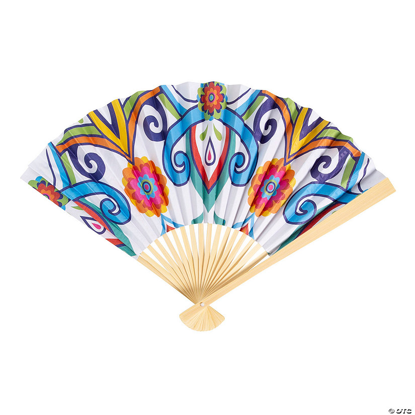 Colorful Fiesta Folding Hand Fans - 12 Pc. Image