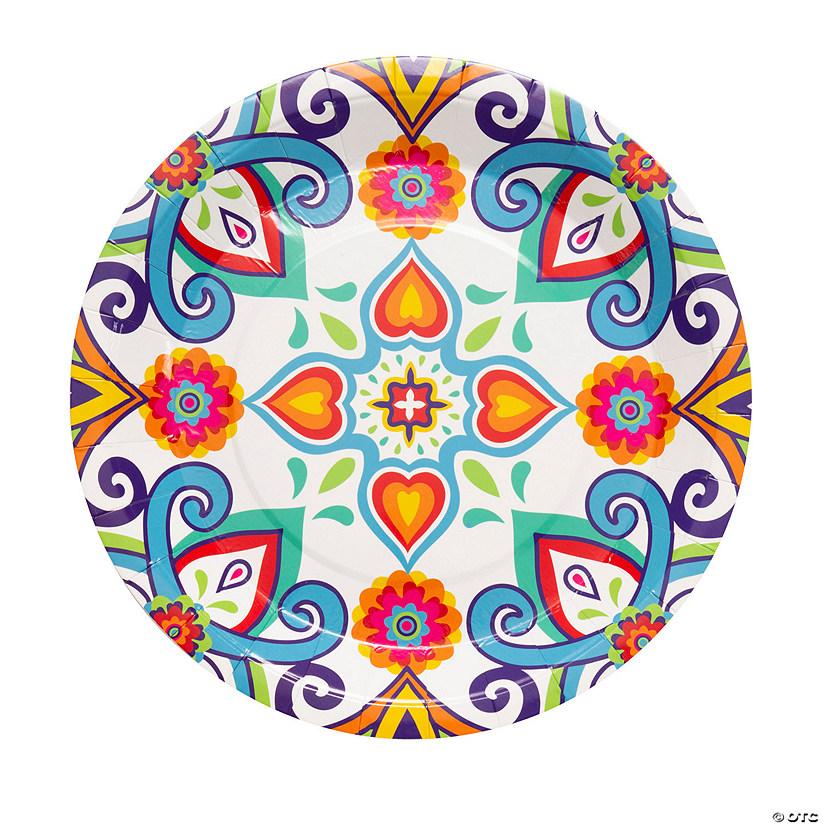 Colorful Fiesta Paper Dinner Plates - 8 Ct. Image